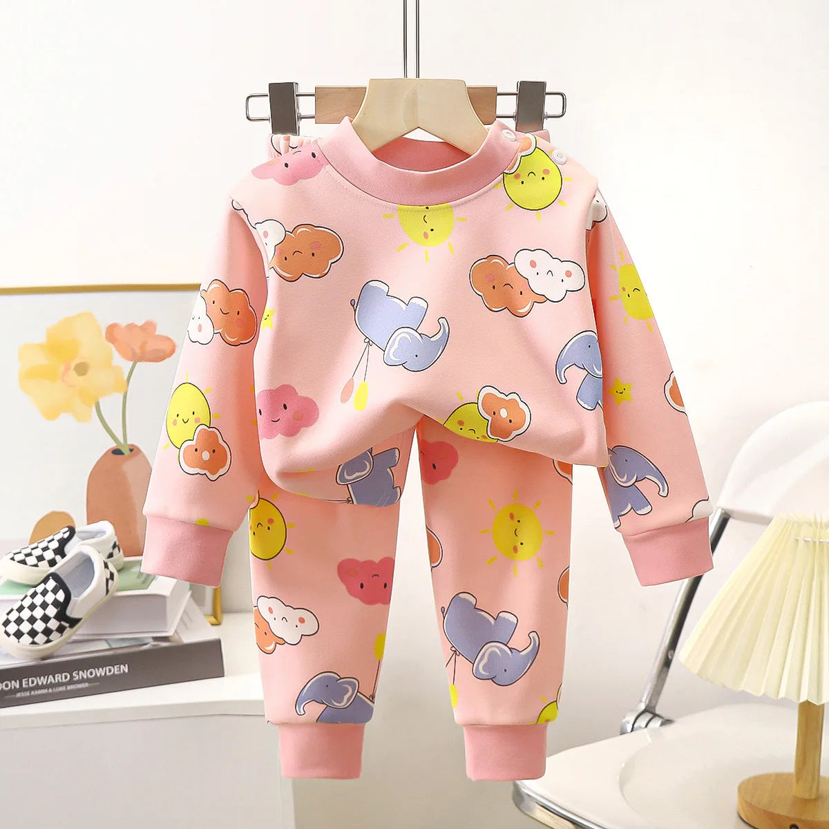 Children's Autumn Clothing Set Baby Pajamas Baby Clothes Boys and Girls Autumn and Winter Cashmere and Thick Home Wear