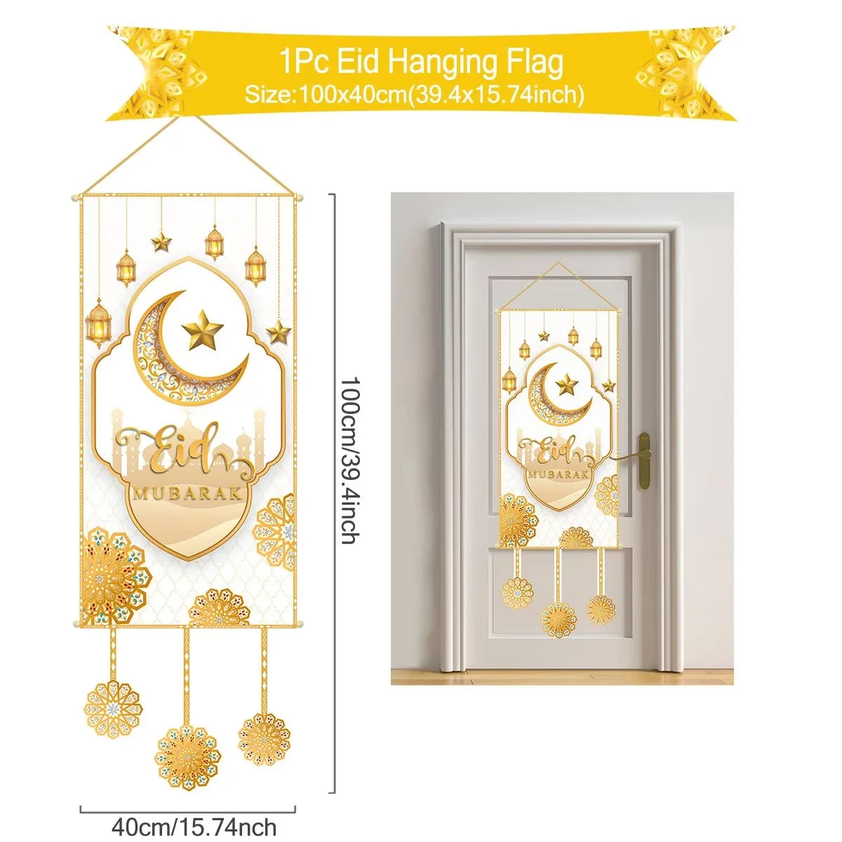 Ramadan Decoration Hanging Flag Eid Mubarak Decor 2025 for Home Islamic Muslim Party Decor Ramadan Kareem Eid Al-Fitr Gift