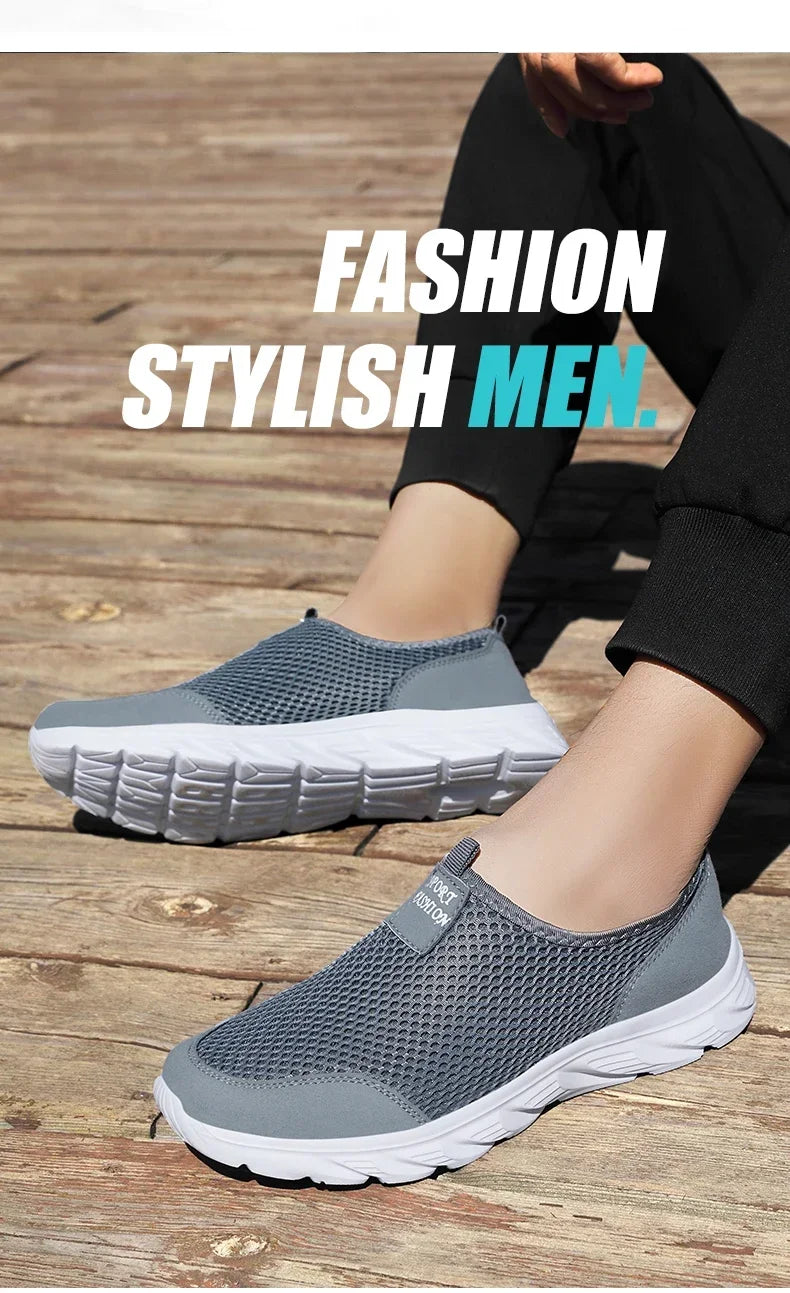 MAEDEF Sneakers Men Summer Casual Shoes Men Mesh Breathable Outdoor Non Slip Sports Shoe Slip on Loafers for Men Plus Size 38-46