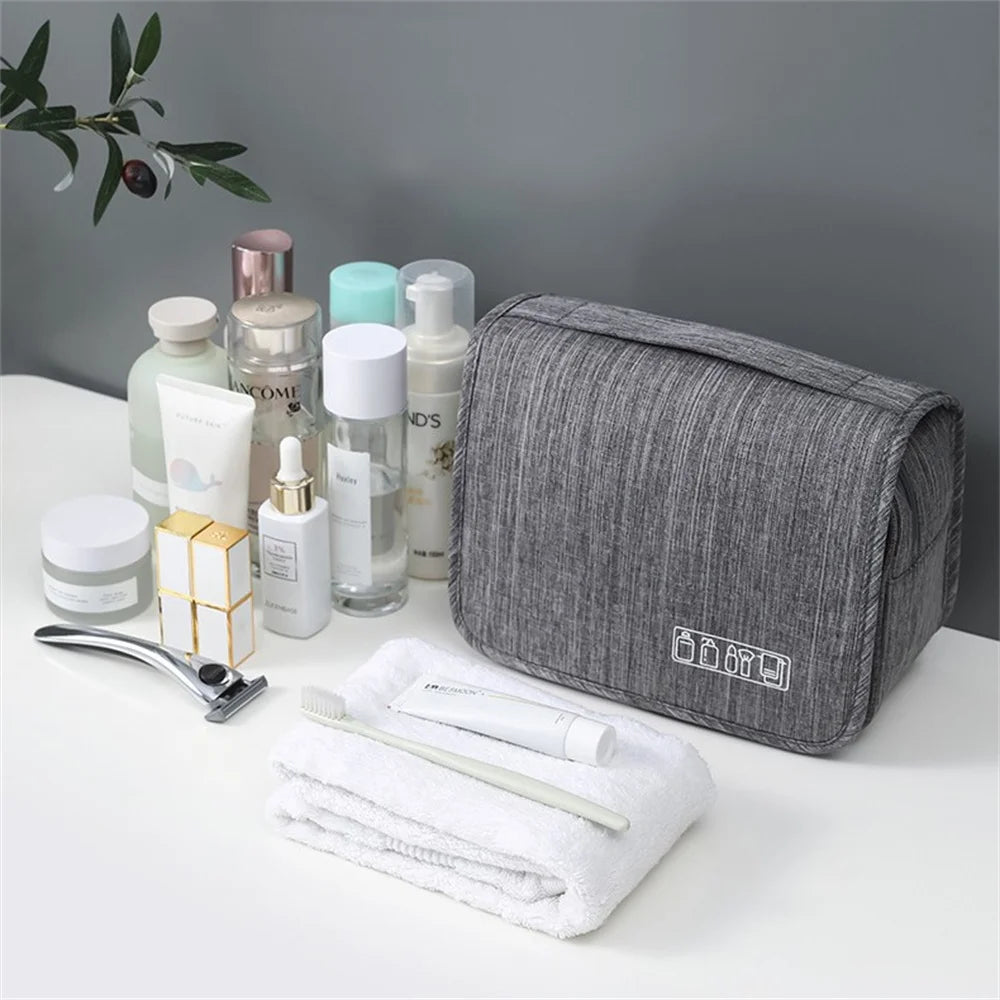 Portable Toiletry Washbag with Hanging Hook Waterproof Women Bathroom Cosmetic Storage Bag Large Capacity Travel Men Makeup Case