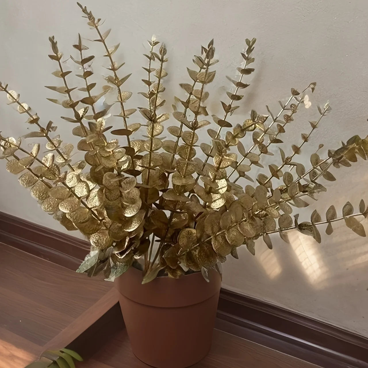 20pcs Golden Eucalyptus Stems, Artificial Eucalyptus Leaves Decor, Eucalyptus Branches Fake Eucalyptus With Fake Leaves