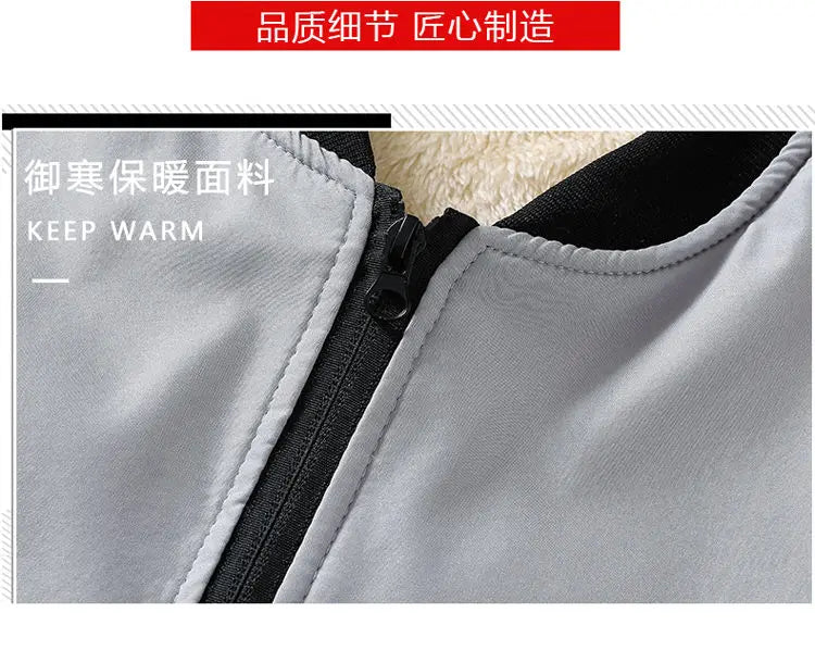 Autumn Winter Mens Thick Fleece Jackets Solid Color Fashion Casual Coat Classic Stand Collar Outdoor Keep Warm Coat