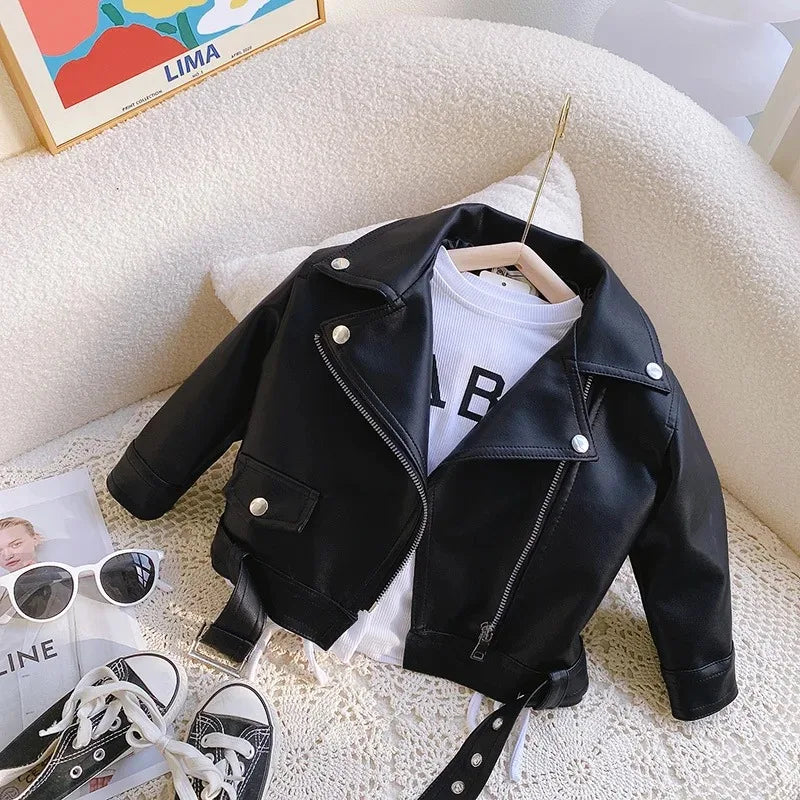 Spring Autumn Boys Leather Jackets For 2-8 Years 2024 New Classics Handsome Baby Boy Pu Outerwear Kids Clothing Zipper Fly Coats