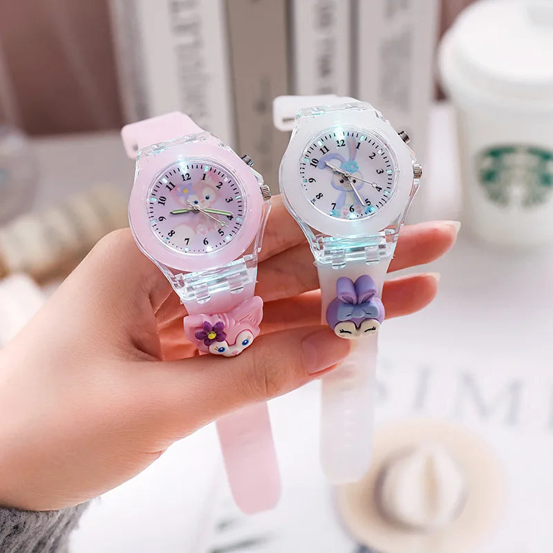 3D Mickey Children Watches Girls Color Light Source Silicone Minnie Kids Watch Ladies Quartz Clock Gifts Relogio Feminino