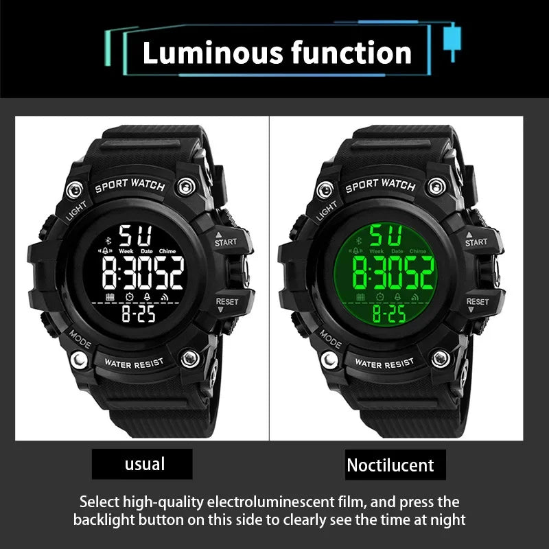 YIKAZE Men's Sport Watch Multifunction Military Sports Men Watch Clock Big Dial Digital watches Waterproof Electronic Wristwatch