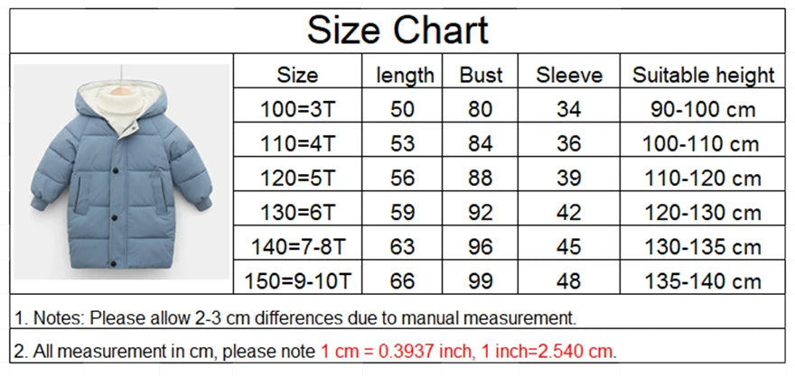 Kids Down Outerwear Winter Clothes Teen Boys Girls Cotton-Padded Parka Coats 2-12Y Brazil Children Thicken Warm Long Jackets