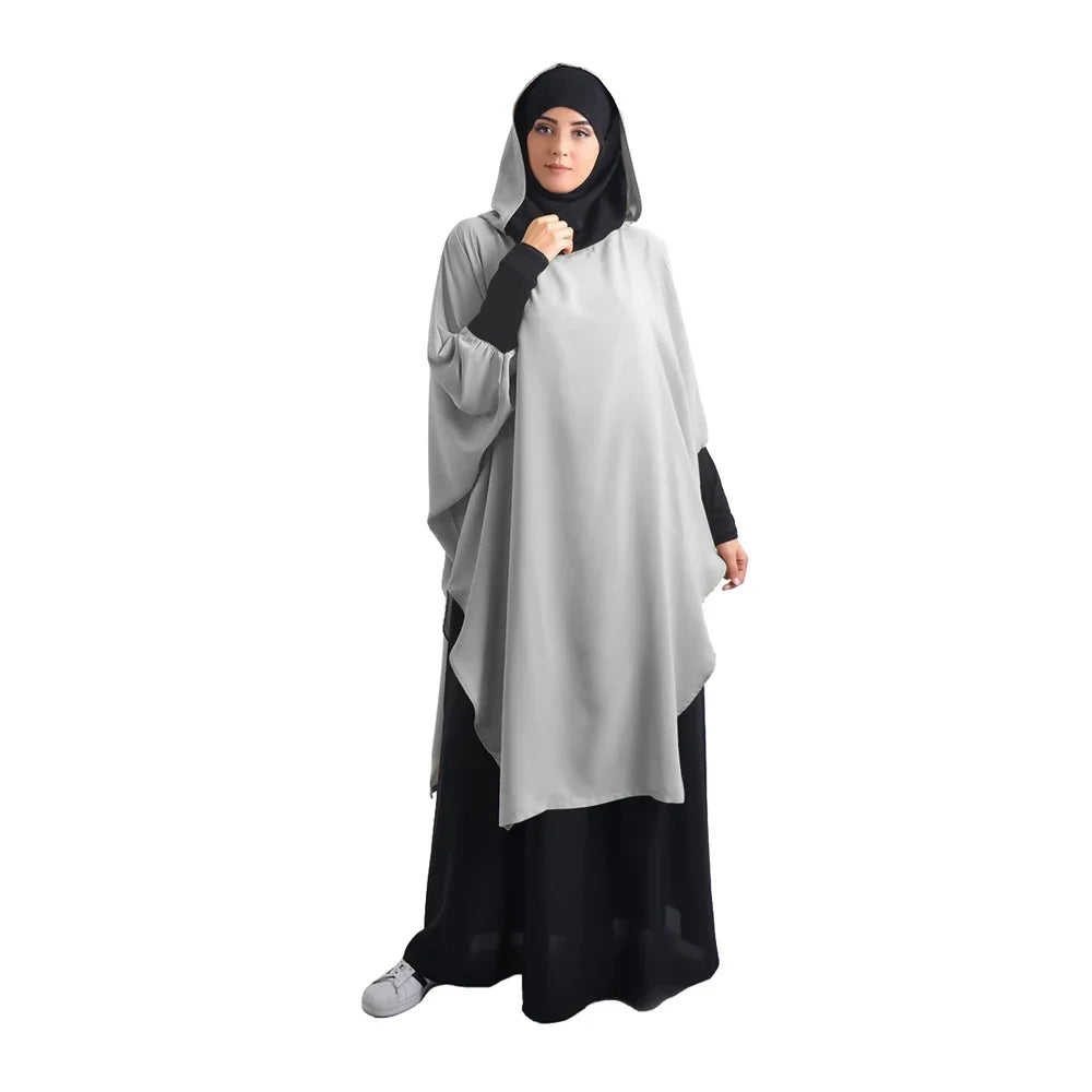 Solid Color Muslim Women Islamic Prayer Garment Worship Services Khimar Robe Abaya Top Large Robe Arab Loose Ramadan Islamic