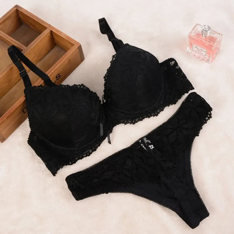 Women Sexy Lingerie Set Fashion Lace Lingerie Sets For Ladies Soild Color Bra Comfortable Intimates Underwear Suit Female