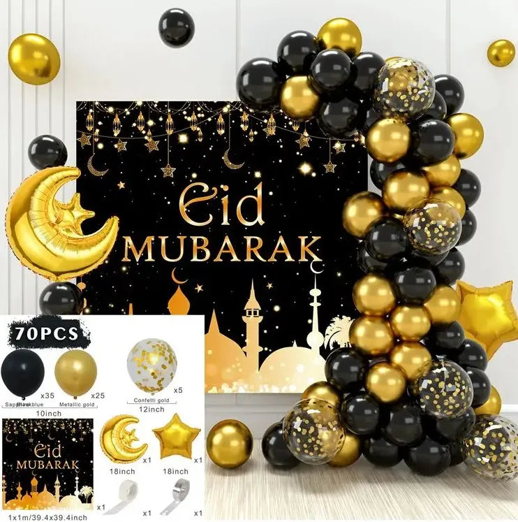 Eid Mubarak Balloon Background Ramadan Kareem Decoration 2024 Ramadan Mubarak Muslim Islamic Party Supplies Eid Al Adha Gifts