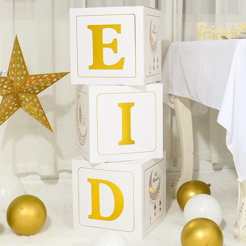 Eid Letter Box White Gold Bronze Eid Mubarak Ramadan Kareem Gift Islam Muslim Party Supplies Ramadan Decoration For Home 2025