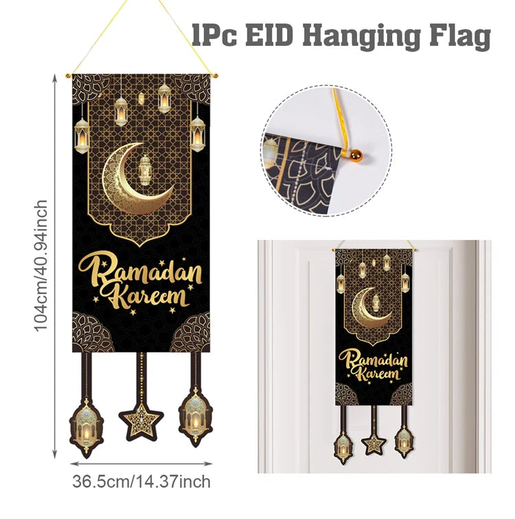 Ramadan Decoration Hanging Flag Eid Mubarak Decor 2025 for Home Islamic Muslim Party Decor Ramadan Kareem Eid Al-Fitr Gift