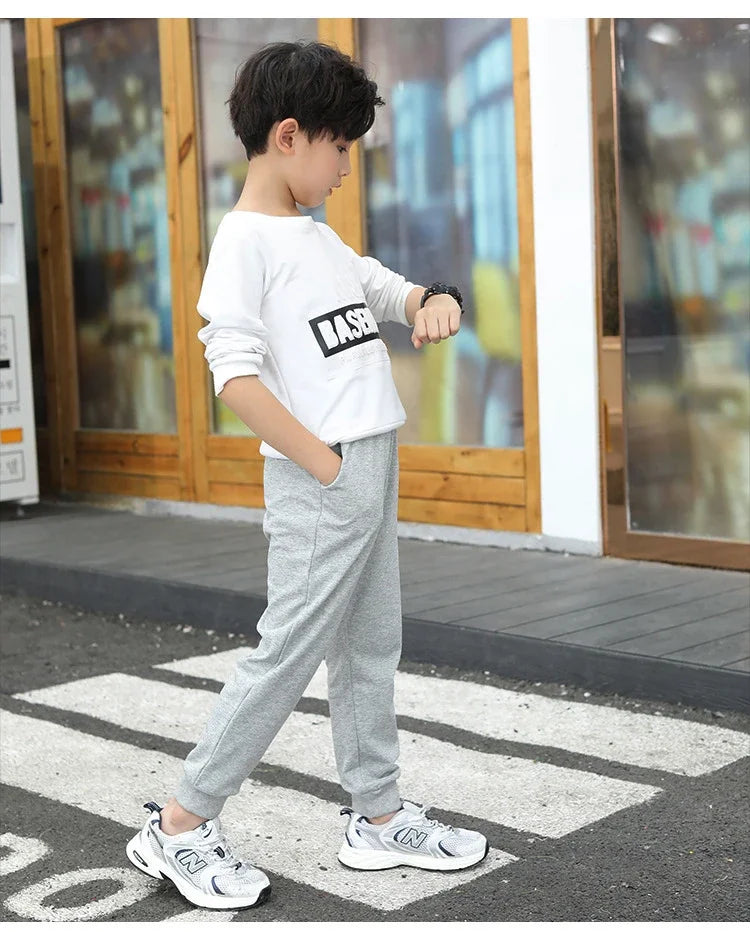 Autumn Winter Kids Teenage Boys Casual Sport Pants Fleece Trousers Jogger Pant for Children Loose Sweatpant Warm Boys Clothes