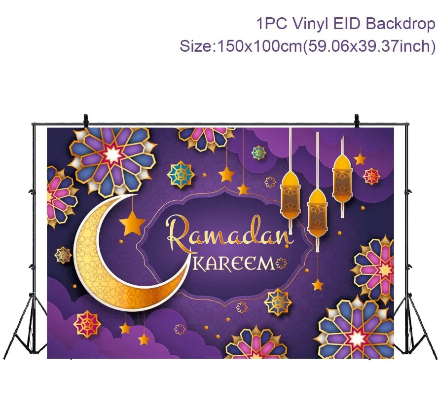 Ramadan Kareem Backdrop Eid Mubarak Background Photo Booth Ramadan Decoration For Home 2025 Islam Muslim Party Supplies