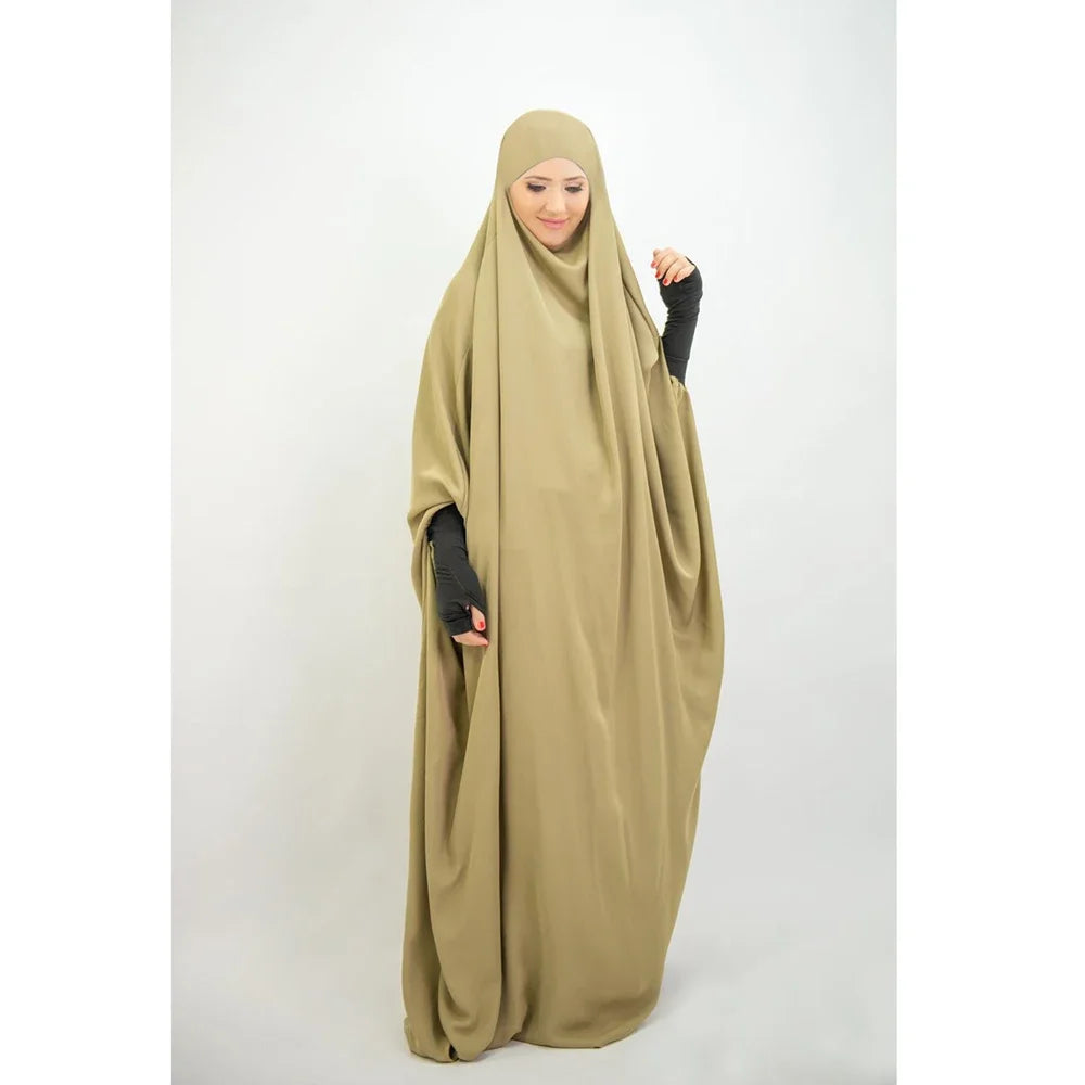 Eid Hooded Muslim Women One Piece Robe Long Khimar Hijab Dress Prayer Garment Abaya Ramadan Gown Abayas Islamic Clothes Niqab