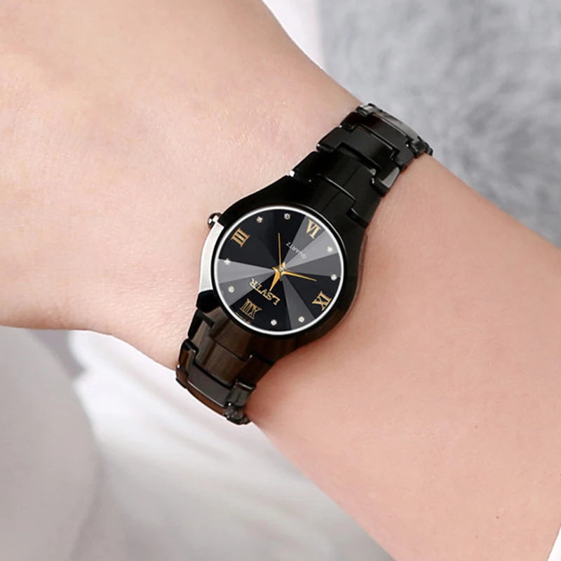 YIKAZE Men Women Quartz Watches Stainless Steel Wristwatch Calendar Date Waterproof Clock Luxury Womens  Lovers Couple Watch