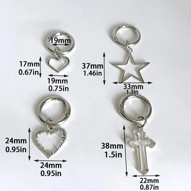 1pair Hollow Big Stars Hearts Pendant Martin Boots Shoes Buckles Decoration Metal Snap Hook Shoes Accessories