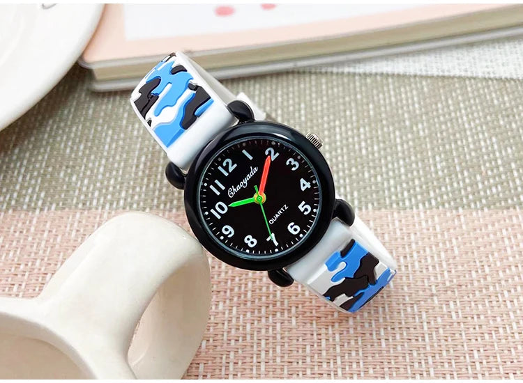 2024 summer boys girls fashion camouflage silicone strap quartz watches children kids students digital cool waterproof clocks