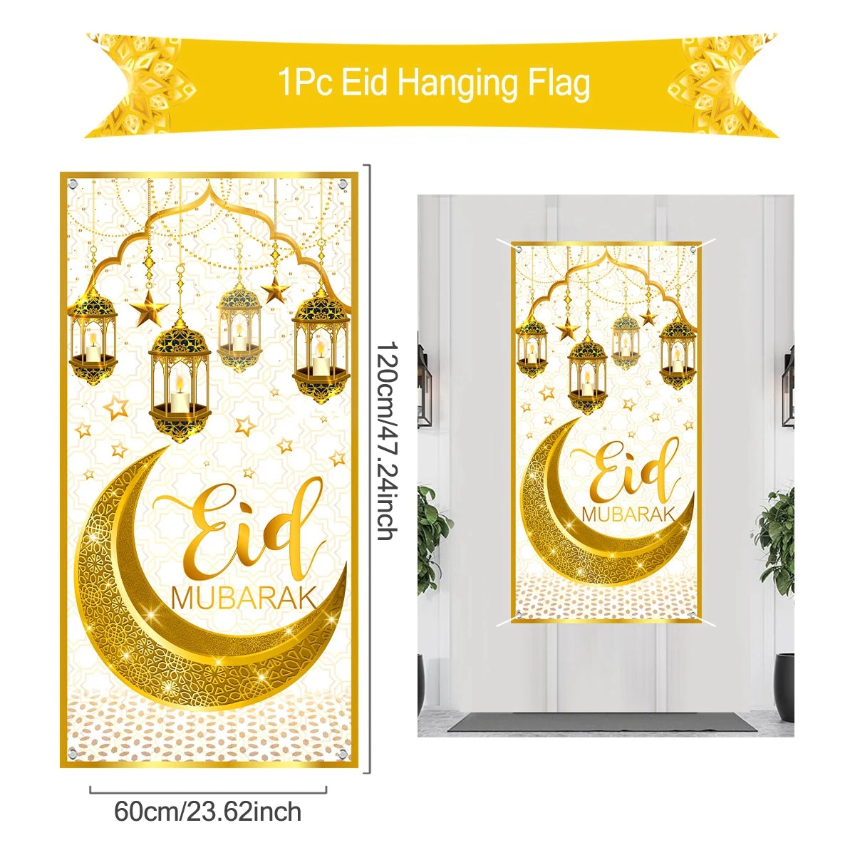 Ramadan Hanging Flag Ramadan Decoration For Home 2024 Kareem Aid EID Mubarak Muslim Islamic Festival Eid Al-fitr Party Supplies