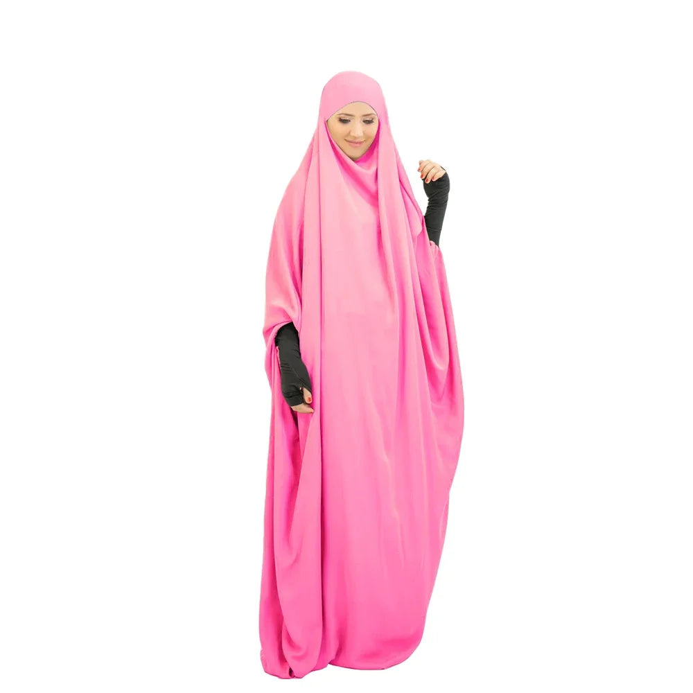 Eid Hooded Muslim Women One Piece Robe Long Khimar Hijab Dress Prayer Garment Abaya Ramadan Gown Abayas Islamic Clothes Niqab