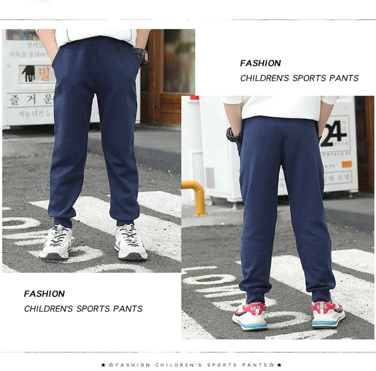 Autumn Winter Kids Teenage Boys Casual Sport Pants Fleece Trousers Jogger Pant for Children Loose Sweatpant Warm Boys Clothes