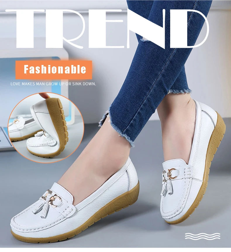 Women Flats Leather Woman Casual Shoes outdoors Slip-on Loafers Female Boat Shoes Fashion Comfortable Ballet Flat Big Size