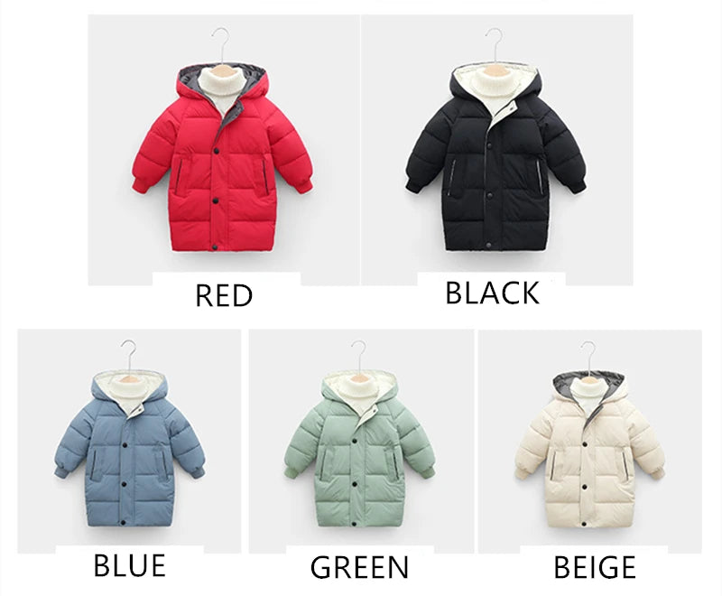 2-12Y Russian Kids Children's Down Outerwear Winter Clothes Teen Boys Girls Cotton-Padded Parka Coats Thicken Warm Long Jackets