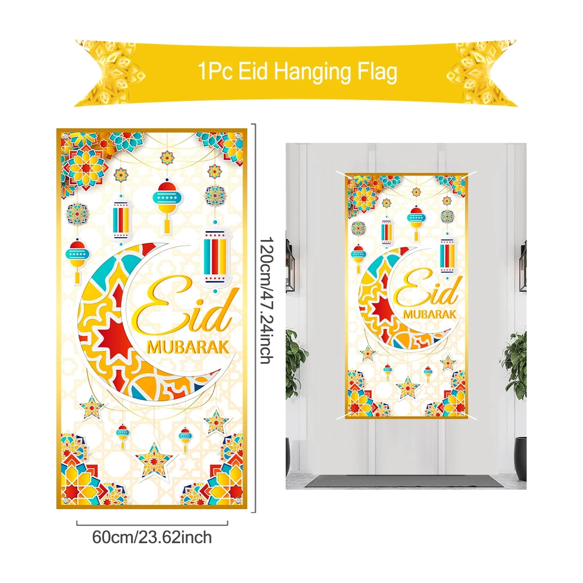 Ramadan Hanging Flag Ramadan Decoration For Home 2024 Kareem Aid EID Mubarak Muslim Islamic Festival Eid Al-fitr Party Supplies