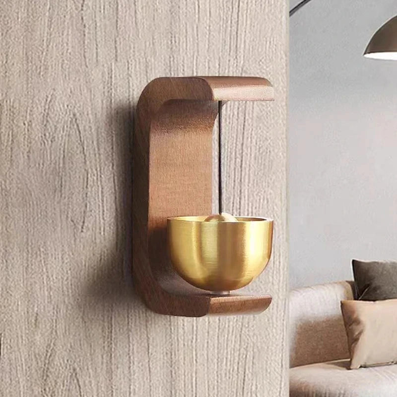 Wireless Doorbell Solid Wooden Doorbell Magnetic Brass Wind Chimes Wireless Jingle Bell Entrance Door Bell Pendant Home Decor