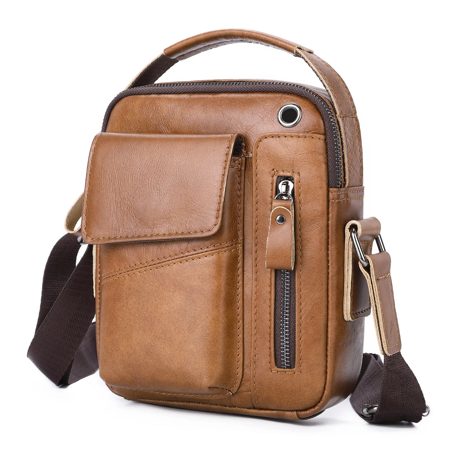 100% Genuine Leather Men Shoulder Bag Cowhide Messenger Bag For Men Crossbody Side Bag Vintage Small Handbag Male