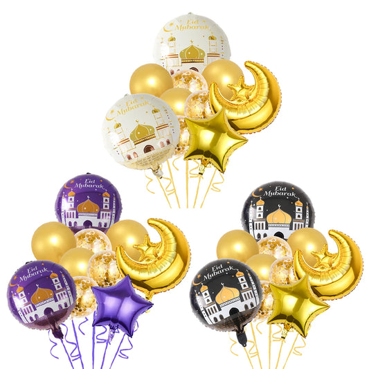 Stars Moon Confetti Balloon Bundle Eid Mubarak Ramadan Decoration 2025 Muslim Islamic Party Supplies Ramadan Kareem Foil Ballons