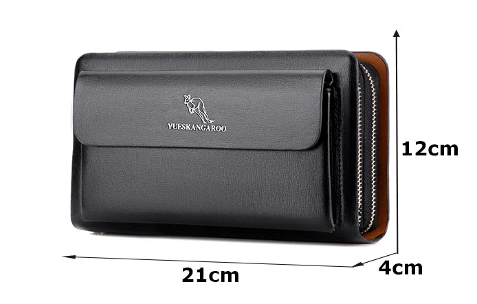 Luxury Brand Men Wallets with coin pocket Double Zipper Male Wallet long Large Men Purse coin Clutch Bag Black Business Clutch