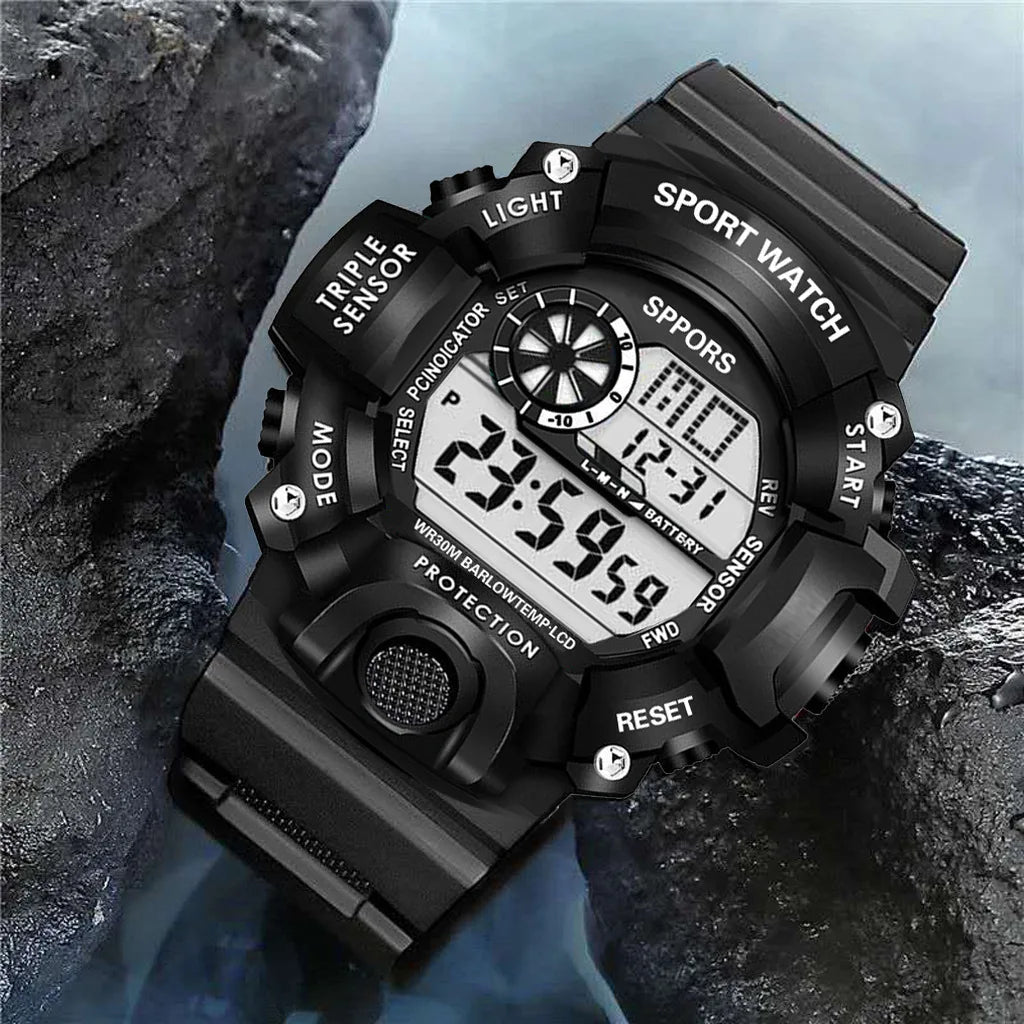 YIKAZE Men's LED Digital Watch Men Sport Watches Fitness Electronic Watch Multifunction Military Sports Watches Clock Kids Gifts