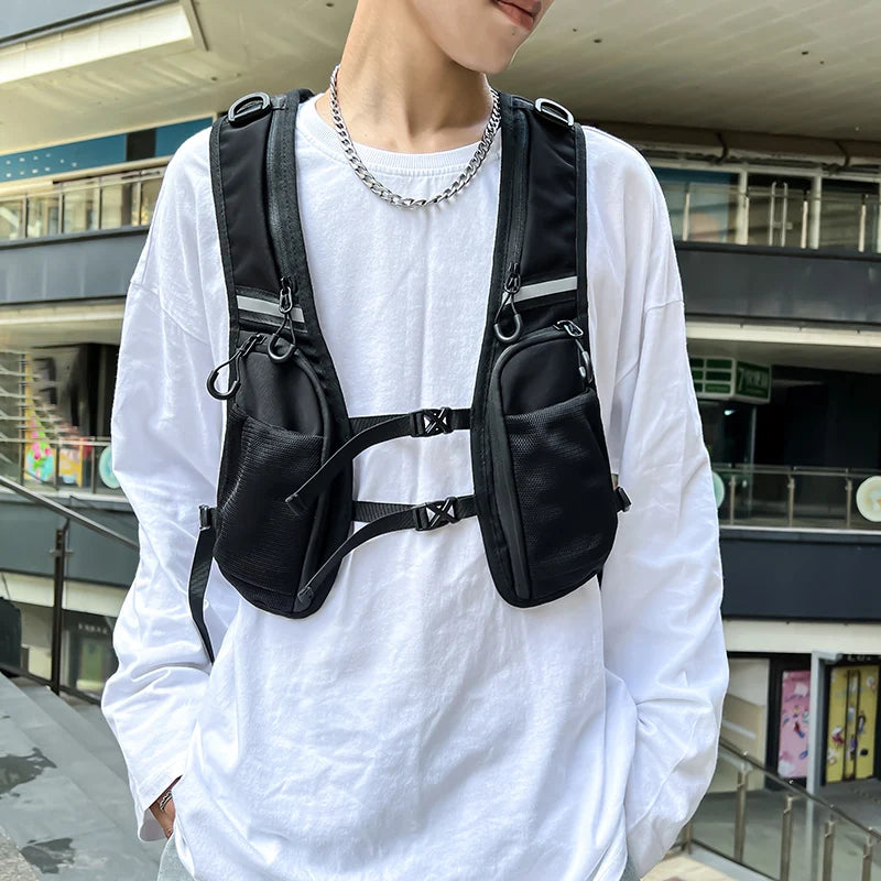 Hip-hop Streetwear Chest Rig Bag for Men Fashion Waterproof Tactical Vest Chest Packs Function Storage Backpack Nylon Pockets