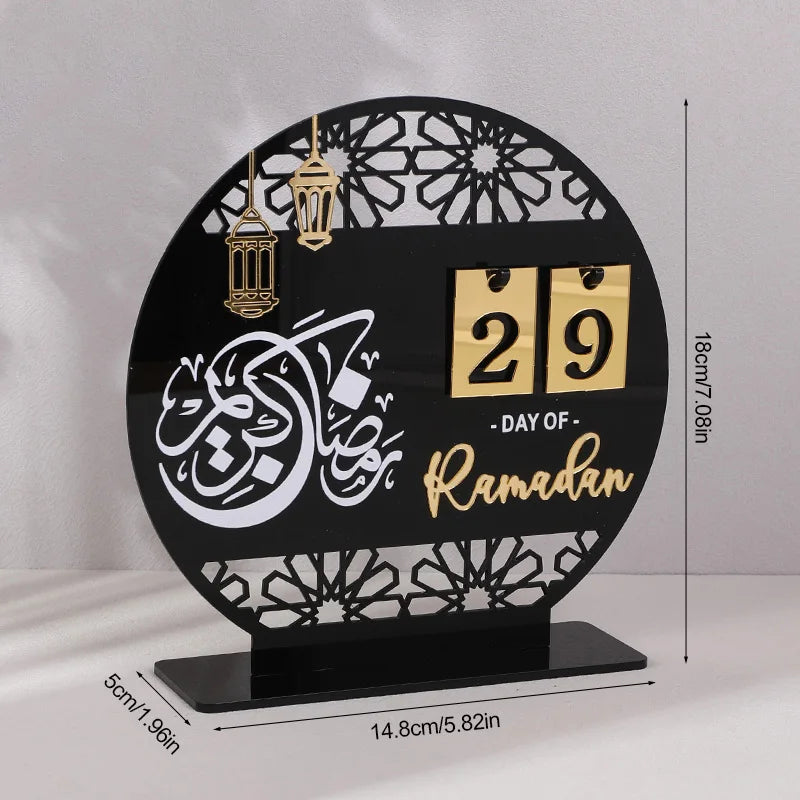 Acrylic Ramadan Countdown Calendar Gifts Day of Ramadan Calendar with Replacing Number 2025 Eid Mubarak Home Decoration Ornament