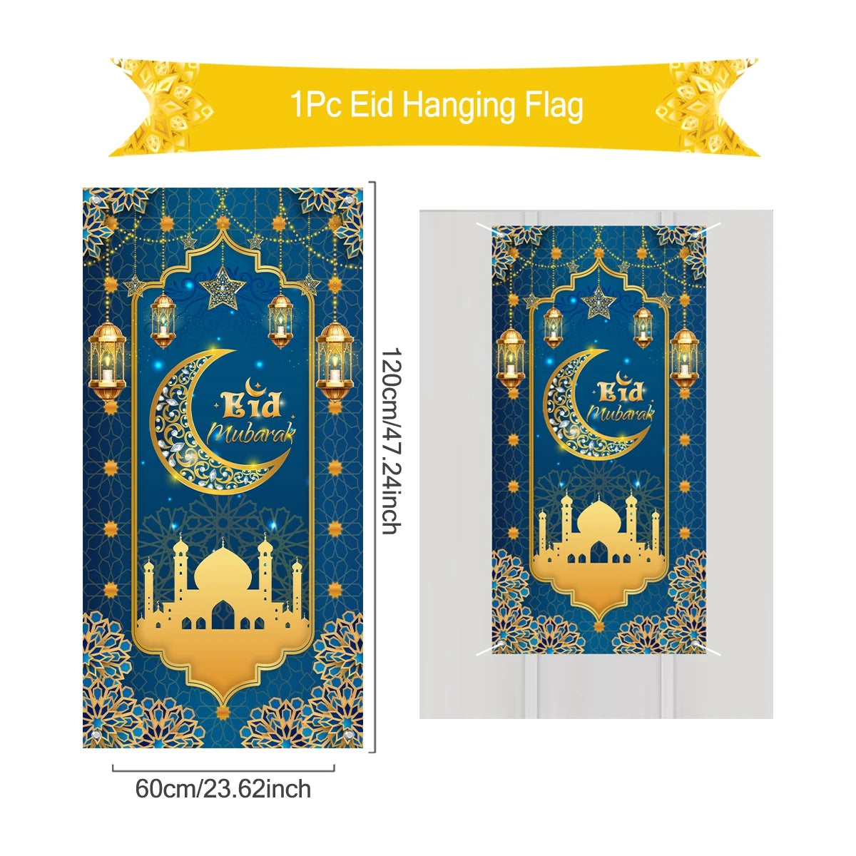 Ramadan Hanging Flag Ramadan Decoration For Home 2024 Kareem Aid EID Mubarak Muslim Islamic Festival Eid Al-fitr Party Supplies