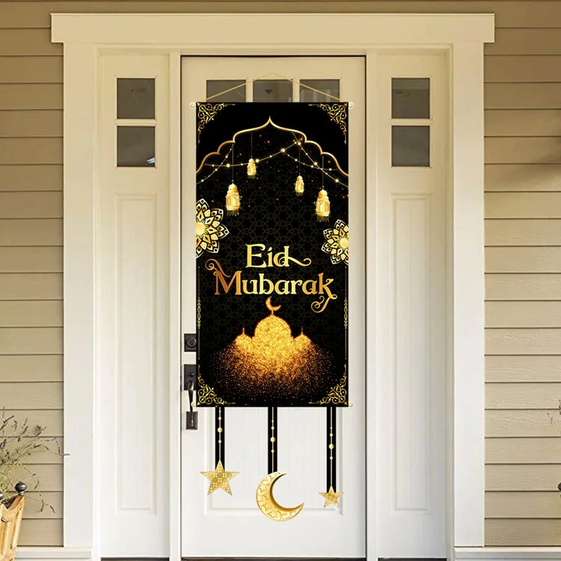 Eid Mubarak Decoration 2025 Hanging Flag Ramadan For Home Door Islamic Muslim Party Decor Ramadan Kareem Banner Eid Al-Fitr Gift