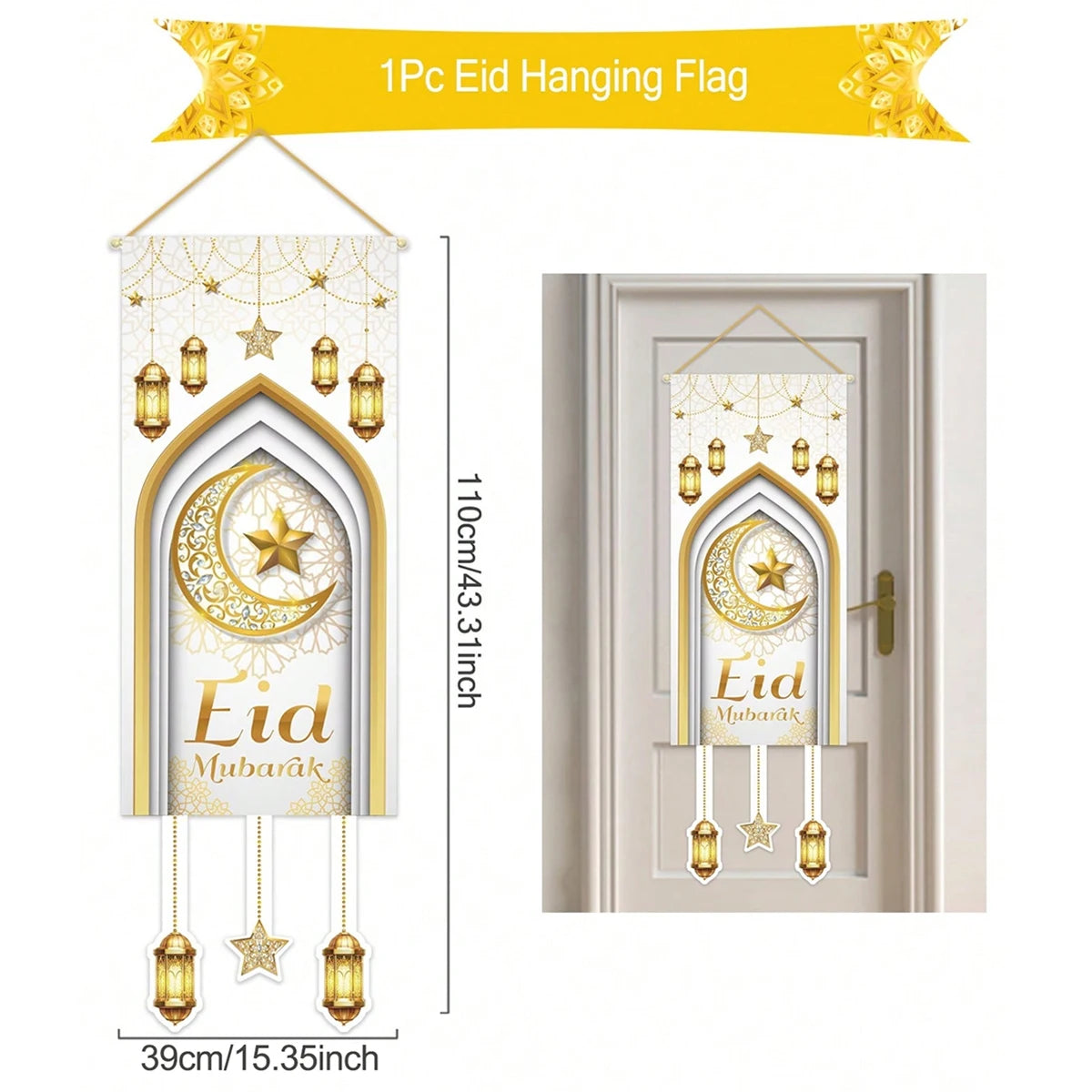 Ramadan Decoration Hanging Flag Eid Mubarak Decor 2025 for Home Islamic Muslim Party Decor Ramadan Kareem Eid Al-Fitr Gift