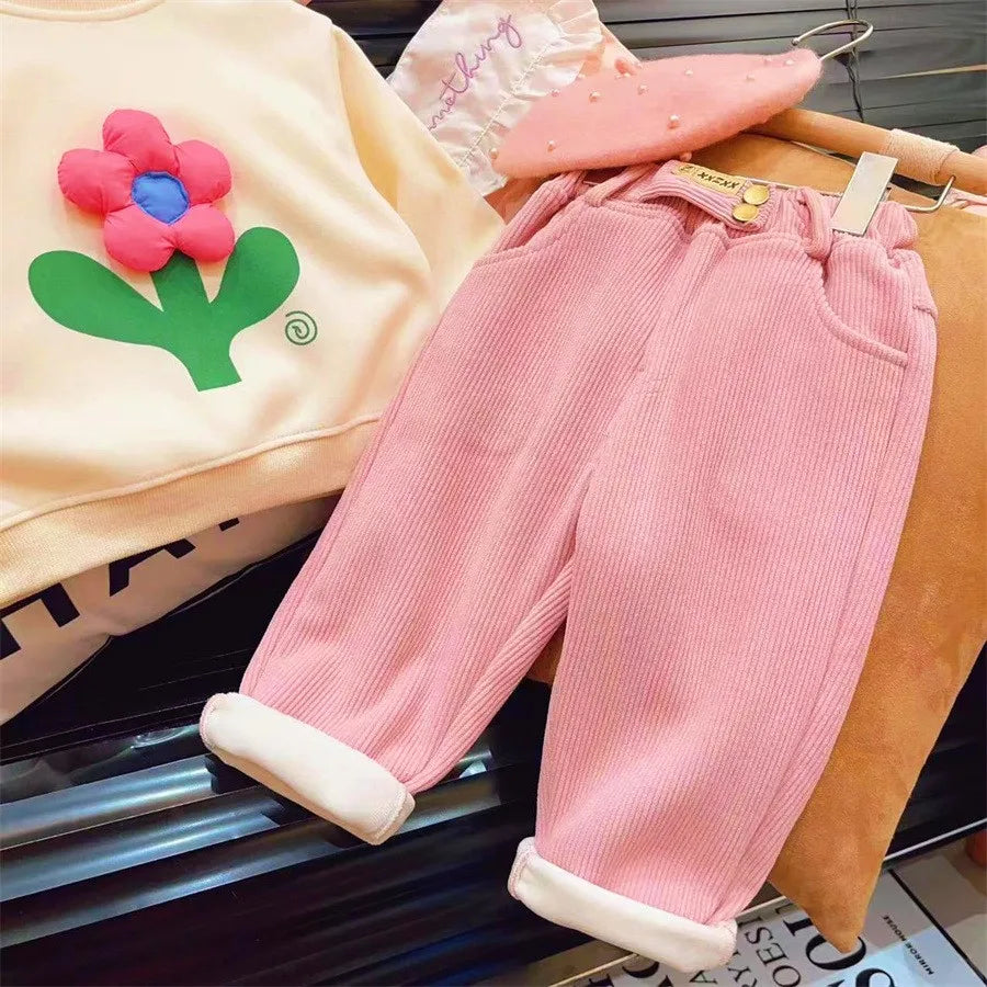 Harem Pants Corduroy Children Outfits Tracksuit Winter Cotton Trousers Kids Outwear pants Boys Girls Casual Warm Loose Pants