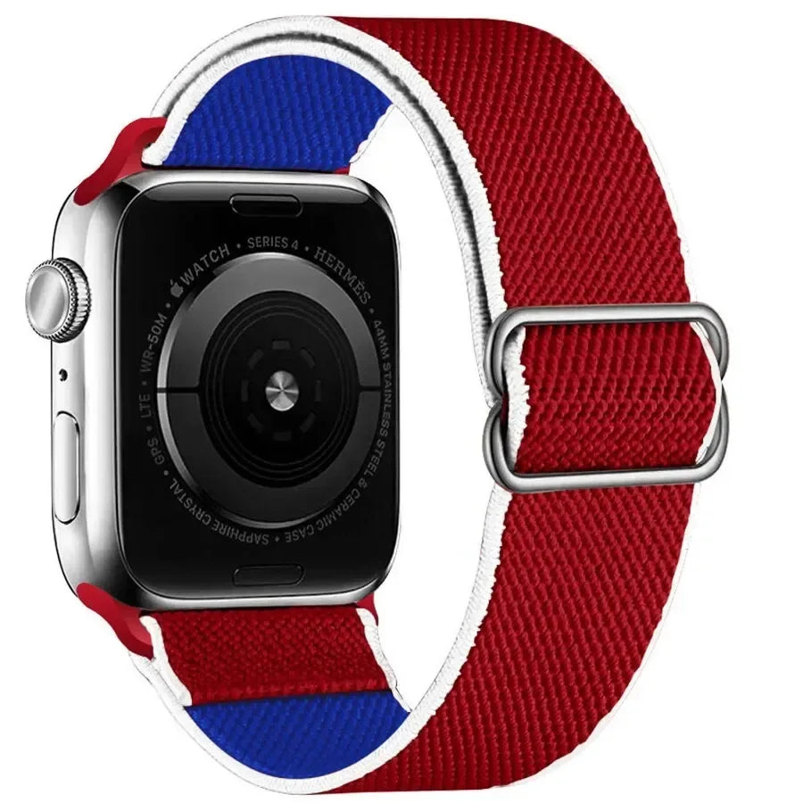 Bohemian Nylon Strap for Apple Watch ultra 2 49mm 41mm 45mm 38/40/44mm Elastic Shiny Bracelet iWatch Series 9/8/7 6 5 4 Se Band