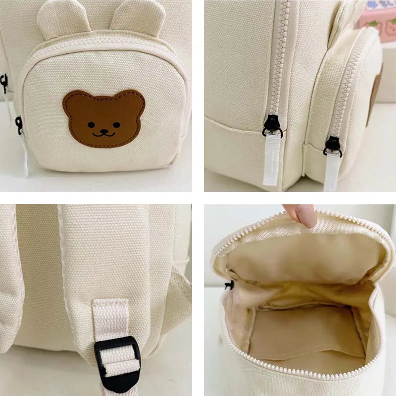 Korean Canvas Kids Backpack Kawaii Children's Handbags for Girl Kindergarten Boy Schoolbag Cartoon Bear Bunny Toddler Bag 2023