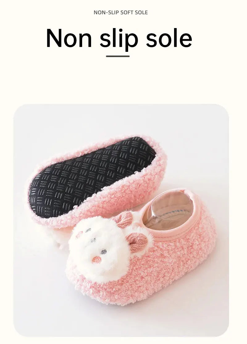 Non-slip Baby Floor Socks Cute Rabbit Pattern Newborn Winter Warm Slipper with Soft Sole Infant Toddler Walking Socks Shoe