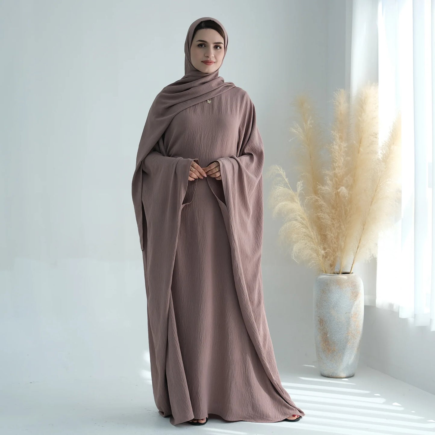 Eid Abaya for Women Butterfly Sleeve Muslim Hijab Dress Inside Belt Party Dresses Dubai Turkey Modest Ramadan Islamic Clothing