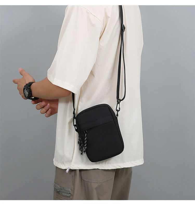 Messenger Sling Bags For Men Casual Canvas Small Zipper Crossbody Pouch Simple Small Crossbody Shoulder Bag Mini Men Phone Bag