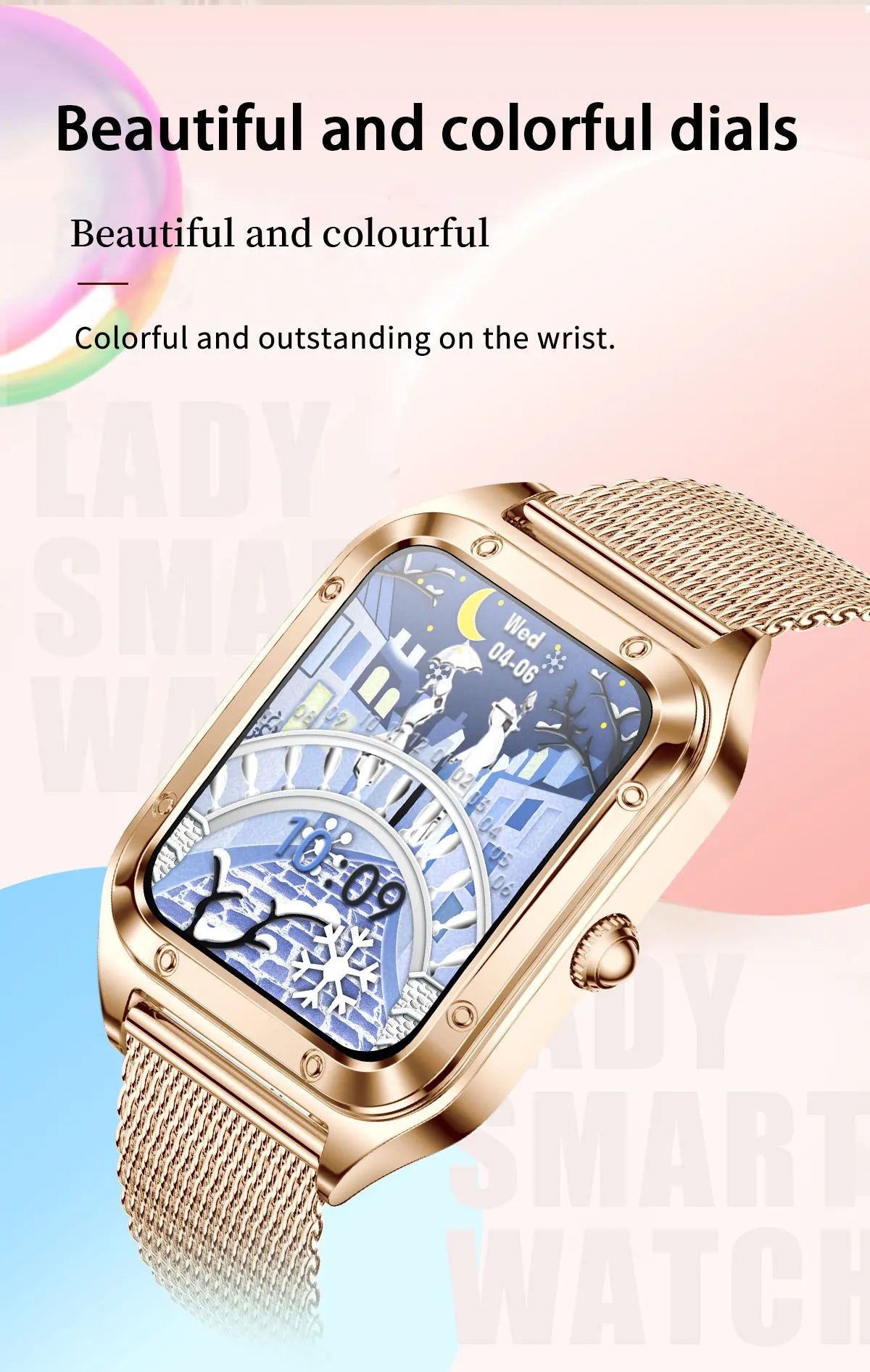 1.57Inch Top Luxury Smart Watch Women Bluetooth Call Blood Pressure Heart rate Sleep Health Monitor Smartwatch For Ladies Gift