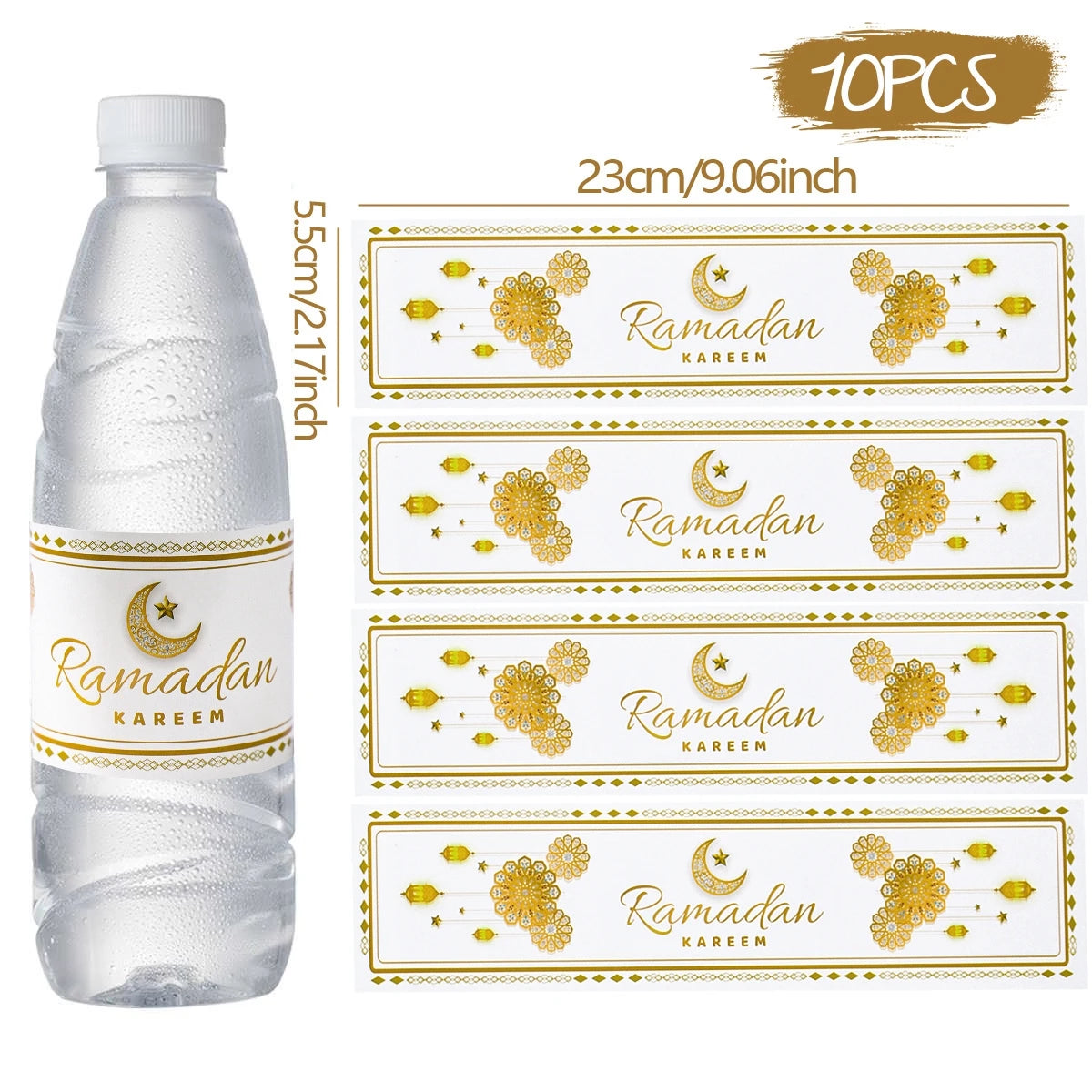 10/24pcs Eid Mubarak Bottle Labels Sticker Ramadan Kareem  Decoration For Home 2025  Muslim Islamic Party Supplies Eid Al-fitr