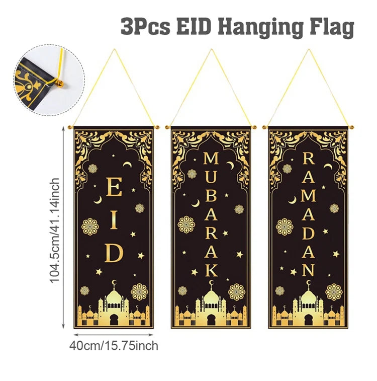 Ramadan Decoration Hanging Flag Eid Mubarak Decor 2025 for Home Islamic Muslim Party Decor Ramadan Kareem Eid Al-Fitr Gift