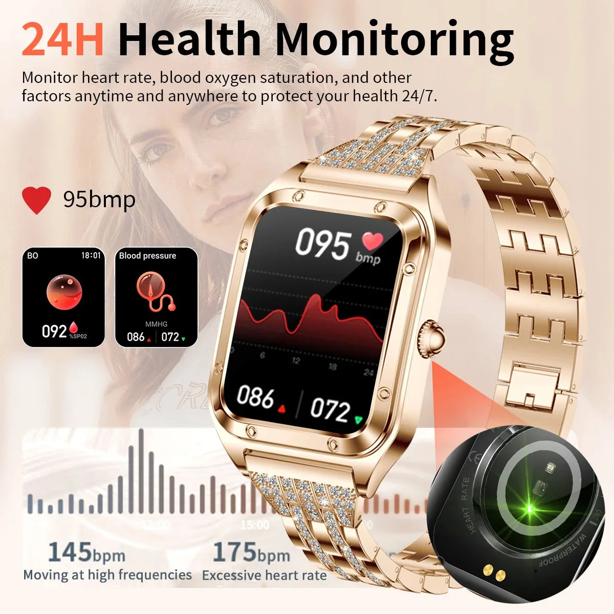 1.57Inch Top Luxury Smart Watch Women Bluetooth Call Blood Pressure Heart rate Sleep Health Monitor Smartwatch For Ladies Gift