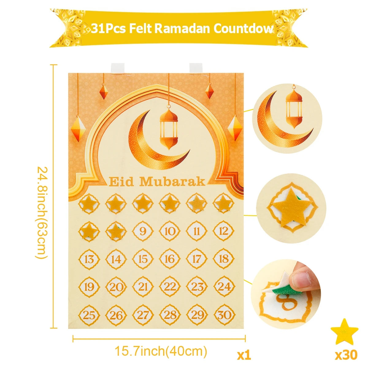 Ramadan Countdown Felt Calendar Eid Mubarak Decorations For Home Islamic Muslim Party Decor Ramadan Kareem Eid Al Adha Kid Gifts