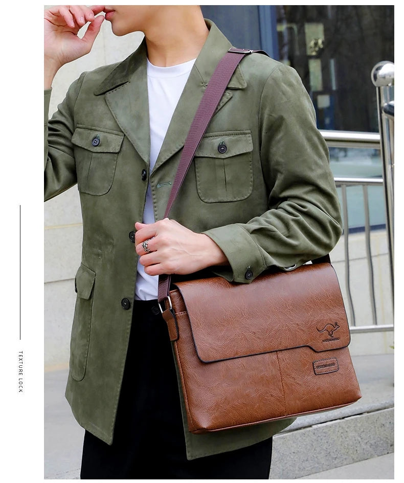 Men Shoulder Bag For IPAD Leather Business Handbag Men Messenger Bag Large Side Sling Bag Fashion Man Crossbody Bag