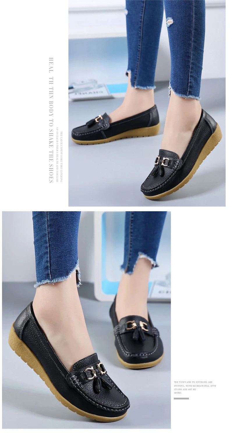 Women Flats Leather Woman Casual Shoes outdoors Slip-on Loafers Female Boat Shoes Fashion Comfortable Ballet Flat Big Size